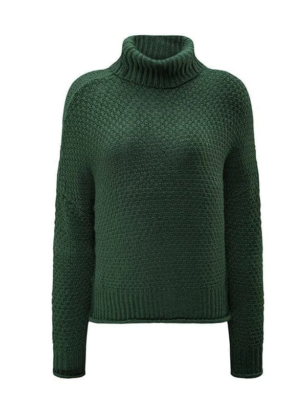 Green Turtleneck Sweater High Neck Crew Neck V-Neck