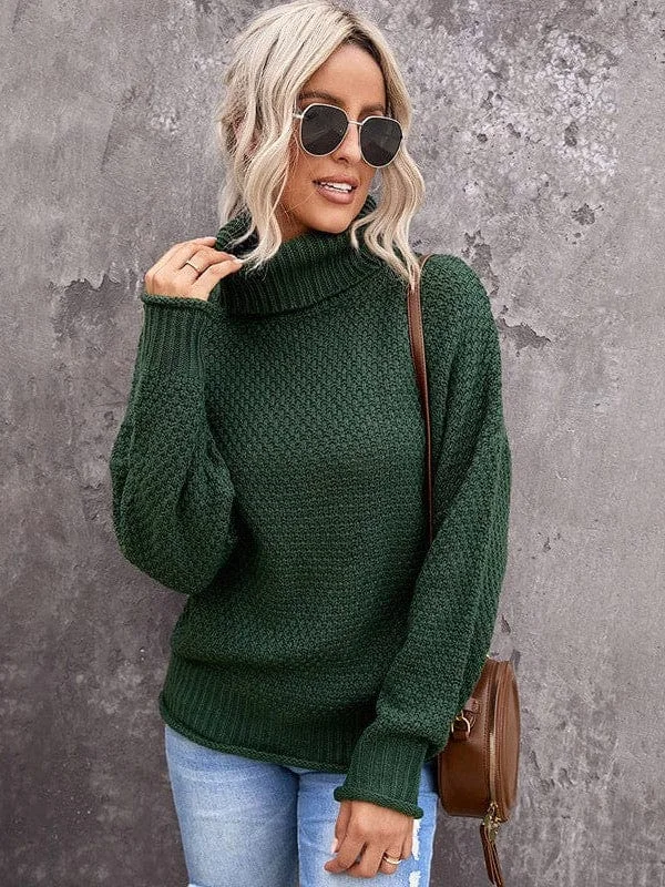 Textured Knit Turtleneck Sweater Lightweight Heavyweight Midweight