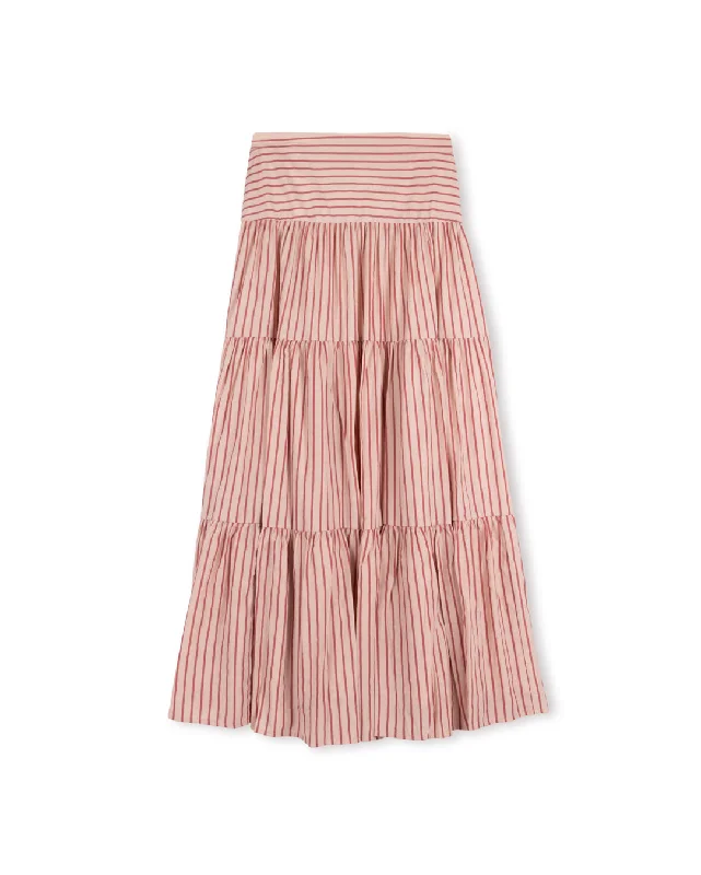 Addie Stripe Poplin Maxi Skirt velvet skirt plush