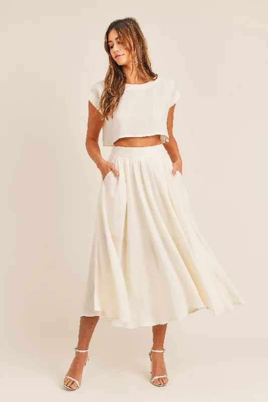 Creamsicle Two Piece Skirt Set high slit skirt