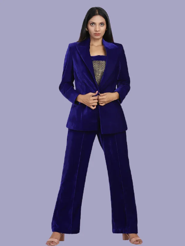Velvet Pant Suit - Royal Blue Soft Sweatpants Style