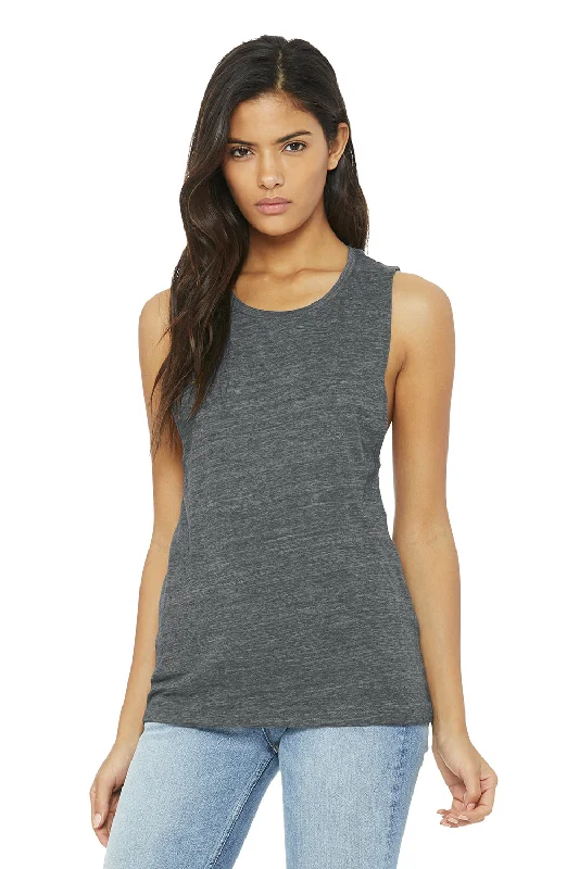 Bella + Canvas Womens Flowy Muscle Tank Top - Asphalt Grey Slub