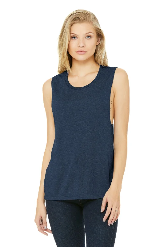 Bella + Canvas Womens Flowy Muscle Tank Top - Heather Navy Blue