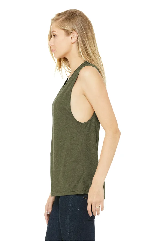 Bella + Canvas Womens Flowy Muscle Tank Top - Heather Olive Green