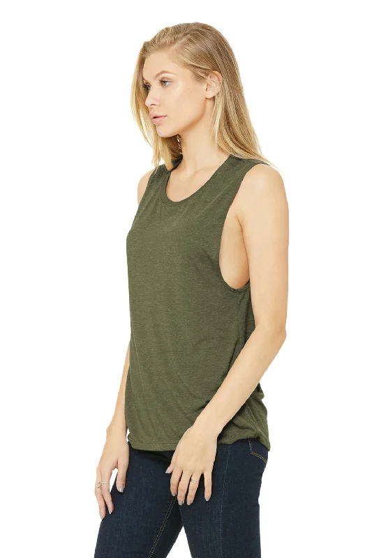 Bella + Canvas Womens Flowy Muscle Tank Top - Heather Olive Green