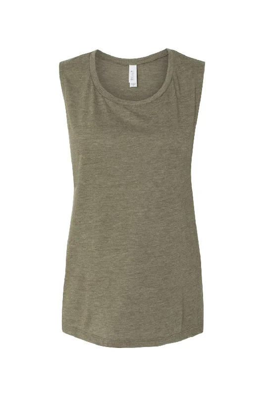 Bella + Canvas Womens Flowy Muscle Tank Top - Heather Olive Green