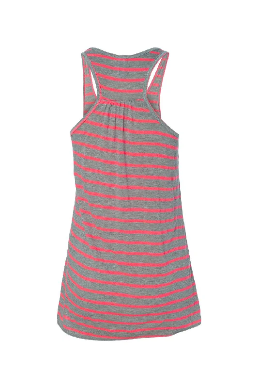 Bella + Canvas Womens Flowy Tank Top - Heather Grey/Neon Pink