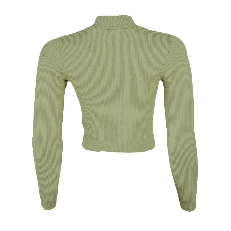 REDTAG Dark Green Knitted Sweatshirt for Women