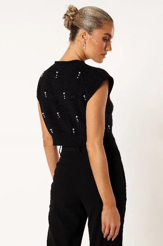 Malani Beaded Top - Black