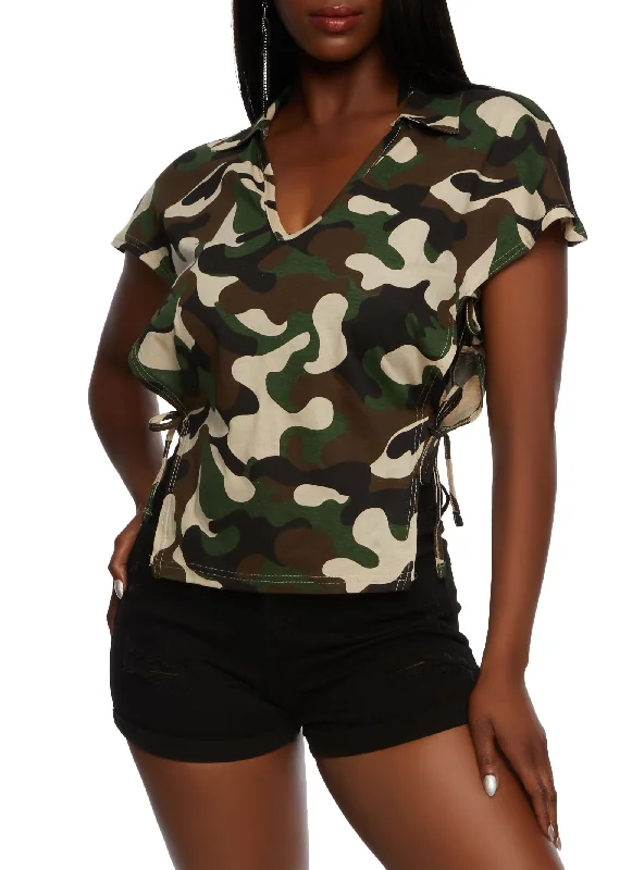 Camo Open Side Tie Top