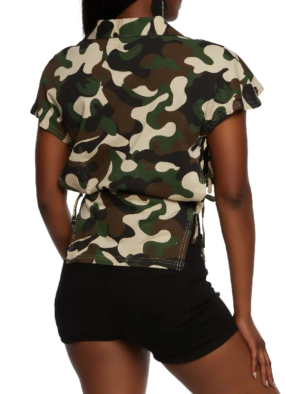 Camo Open Side Tie Top