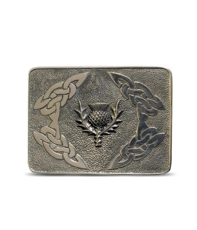 Deluxe Pewter Kilt Belt Buckle - Detailed Thistle